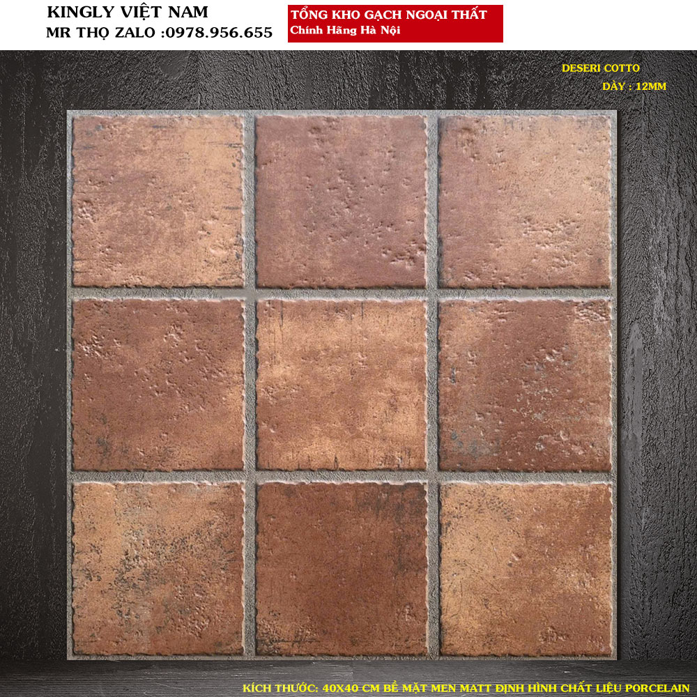 Gạch lát sân giả cổ màu nâu đất cotto DESERI COTTO